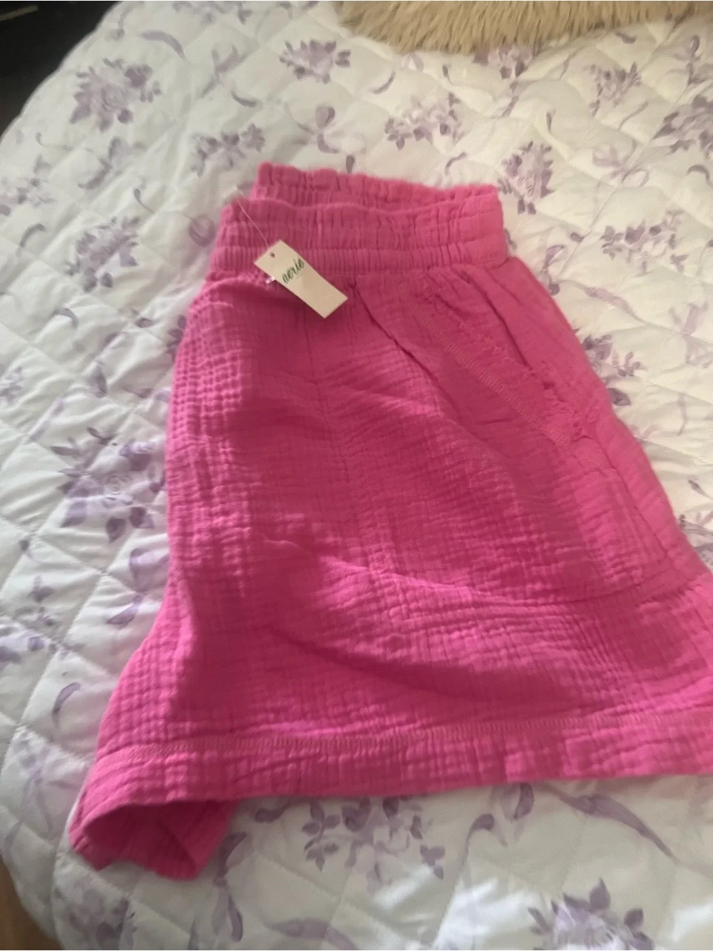 aerie Pink High-Waist Gauze Drawstring Shorts - Picture 5 of 6